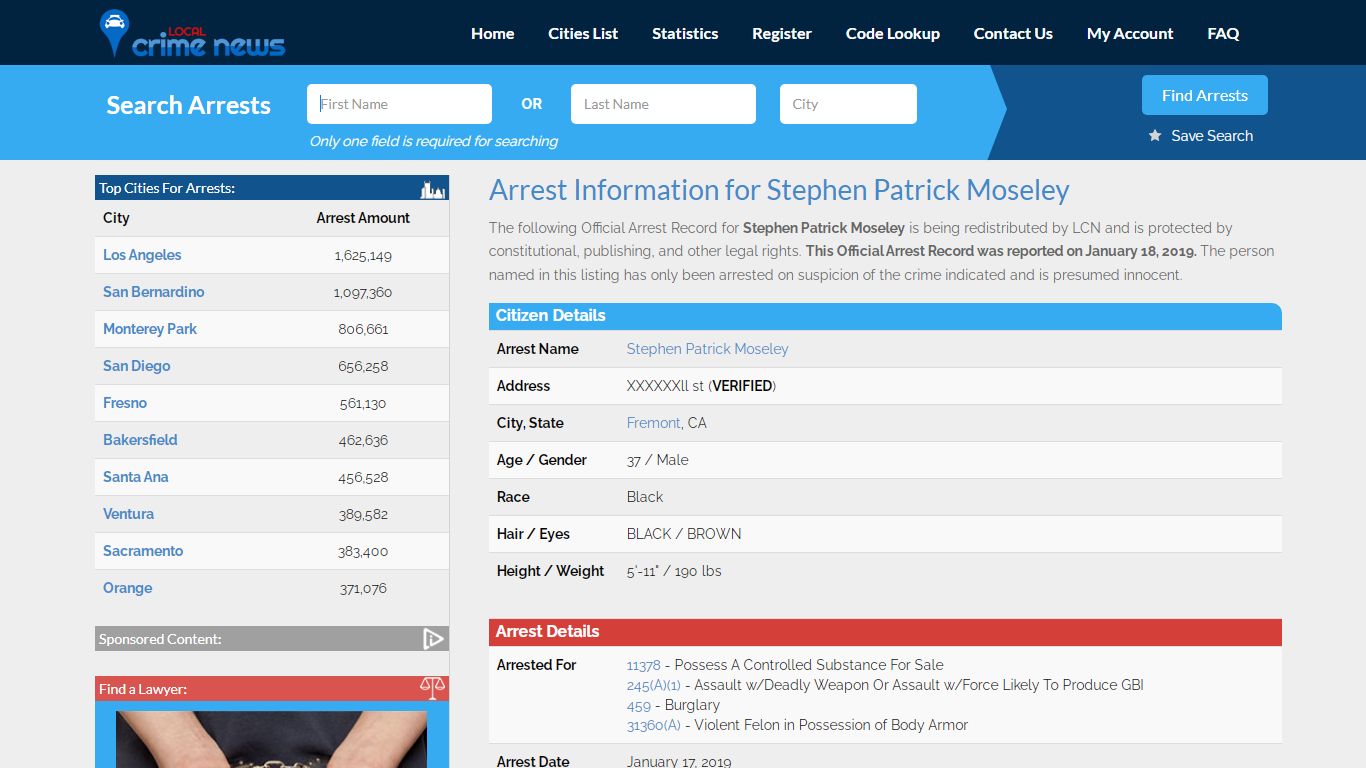 Arrest Information for Stephen Patrick Moseley - Local Crime News