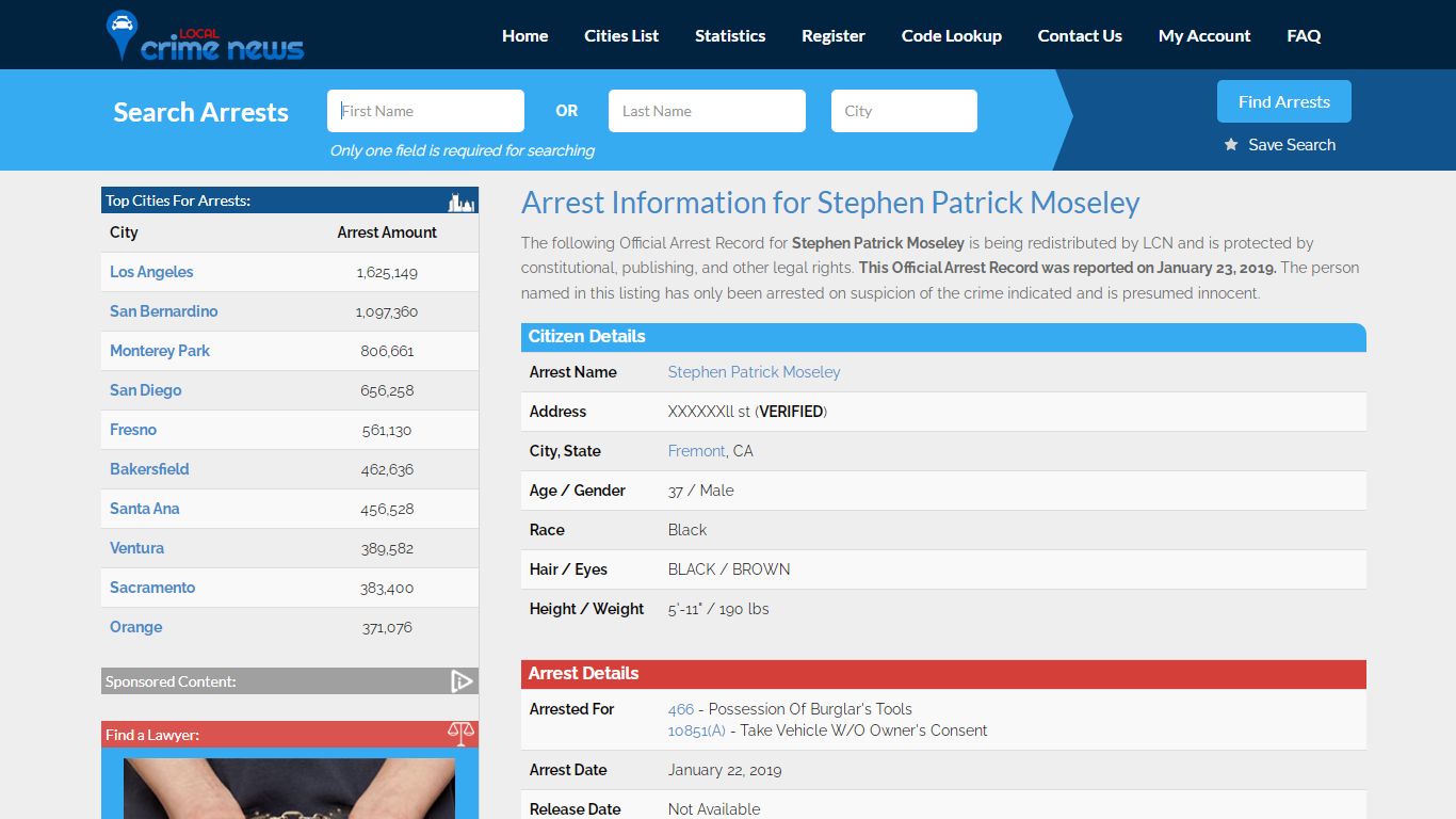Stephen Patrick Moseley Arrest Record Details | Local Crime News in ...